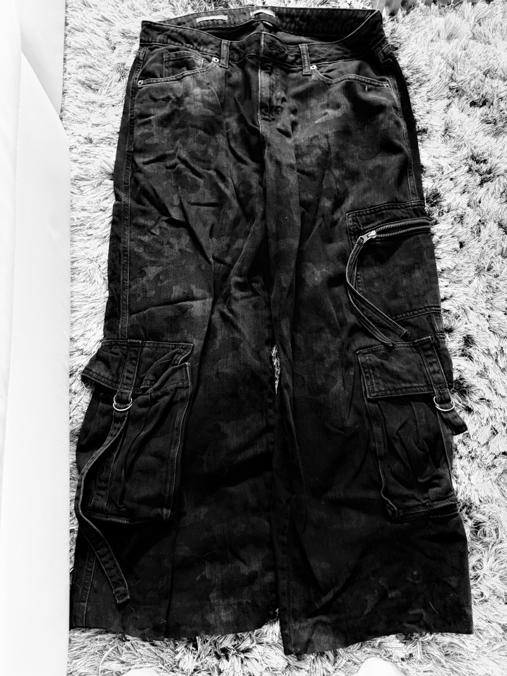 Jet Black Cargo Utility Pants for Women